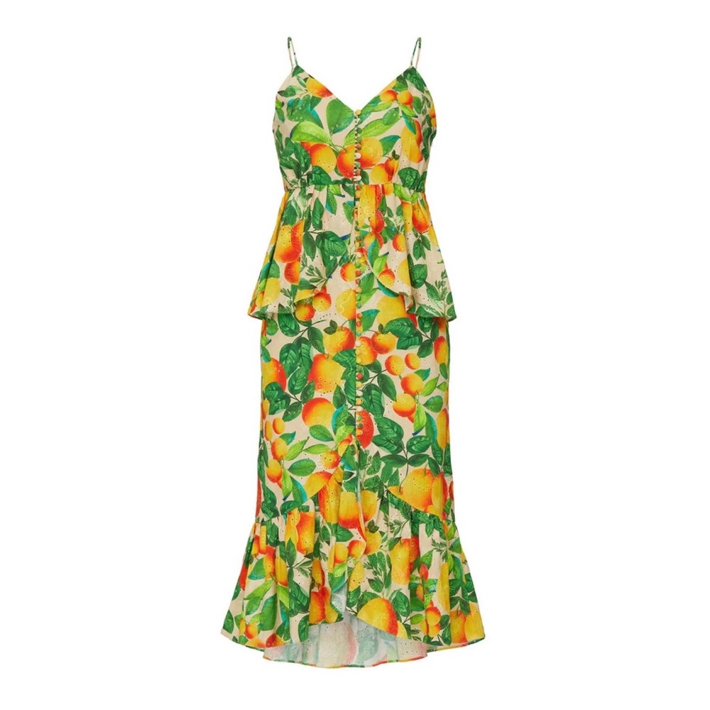 Farm Rio Sand Linen Midi Dress